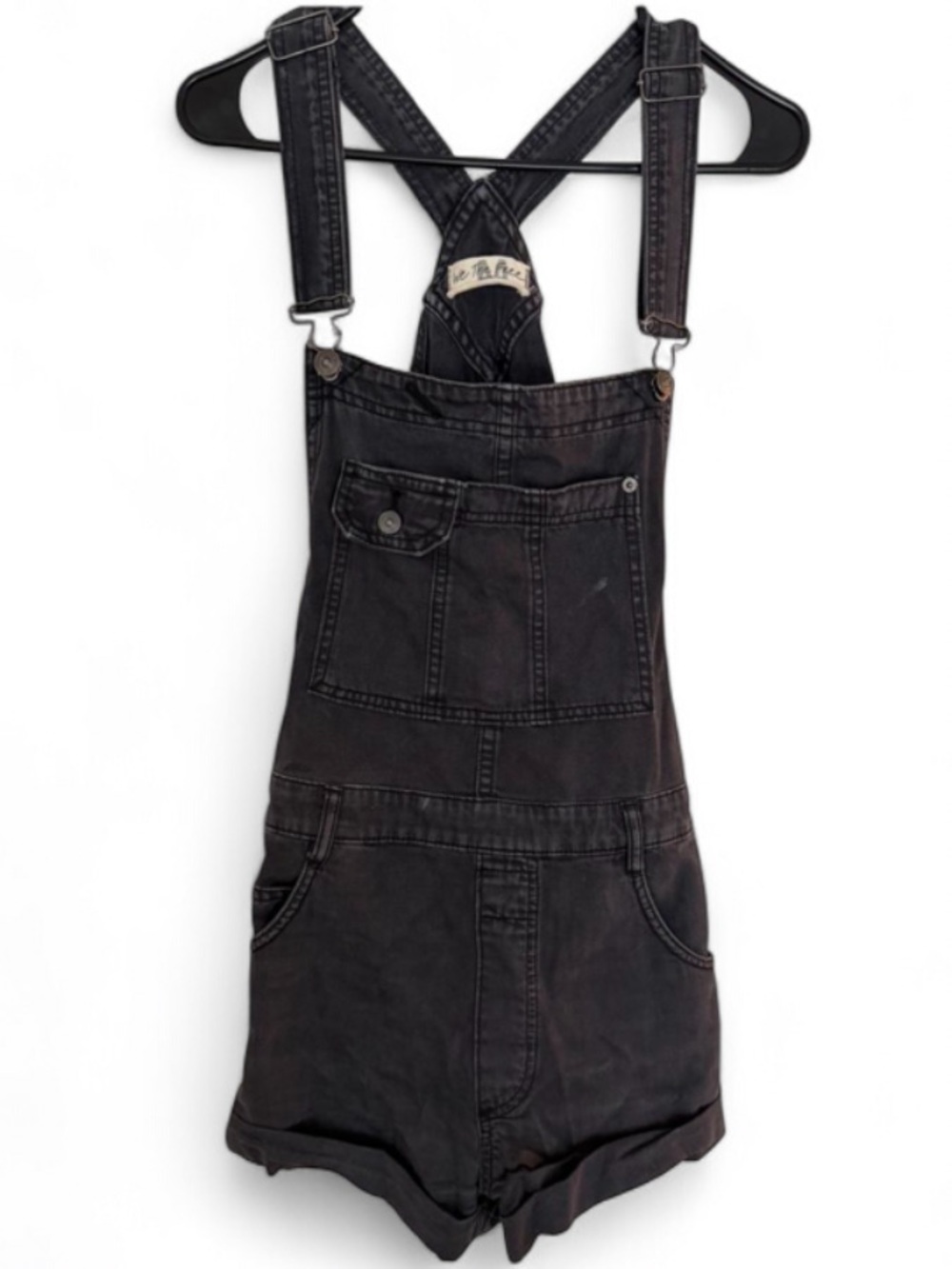 Free People We The Free Ziggy Shortalls Black Denim Overalls M - Picture 5 of 7